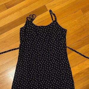 John Galt Brandy Melville new with tags Navy Blue Floral Dress with Tie Straps